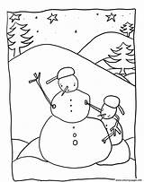 Coloring Snowman Winter Pages Printable sketch template