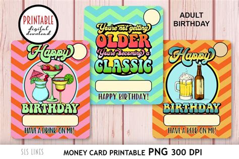 birthday money card printable money holder  adults