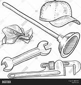 Plumber Vector Doodle Hat Tools Wrench Pipe Plunger Sketch Mechanic sketch template
