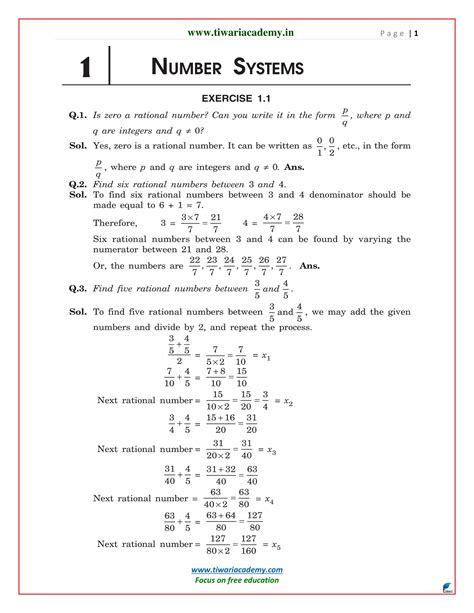 ncert solutions  class  maths chapter  number systems