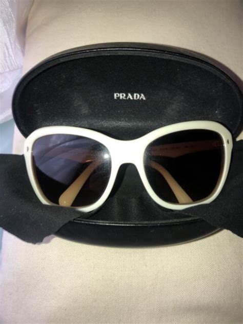 womens prada sunglasses white plastic frame spr24n 61018 7s3 6s1 125 3n