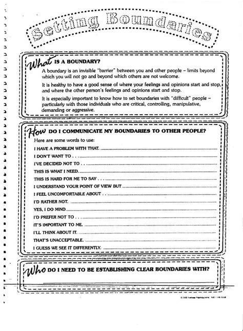 Boundary Setting Handout For Those Who Need Coaching On Assertiveness