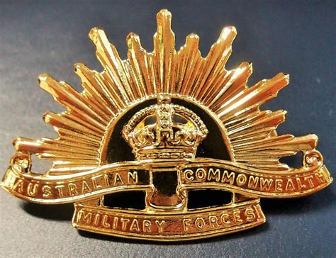 australian anzac ww ww rising sun golden uniform hat  cap badge