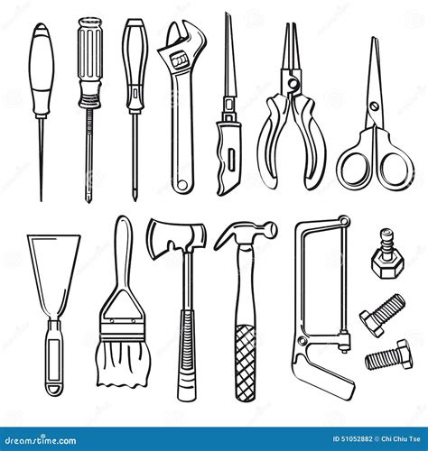 tools collection stock illustration illustration  doodle