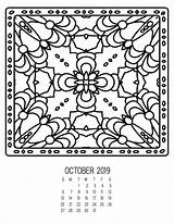 Calendar October Coloring Computer sketch template