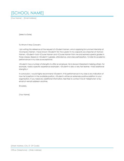 email   recommendation letter  letter template