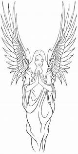 Angel Tattoo Coloring Tattoos Drawing Pages Gabriel Female Designs Tooling Sketch Leather Drawings Archangel Patterns Guardian Deviantart Sketches Printable Silueta sketch template