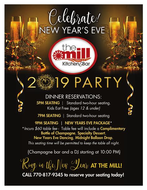 new years eve the mill kichen and bar