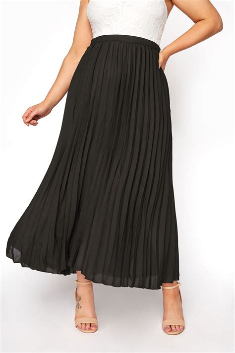 london black chiffon pleated maxi skirt  clothing