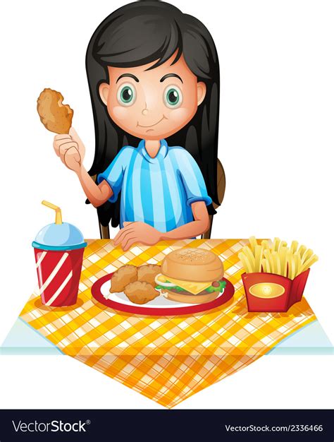 a girl eating royalty free vector image vectorstock