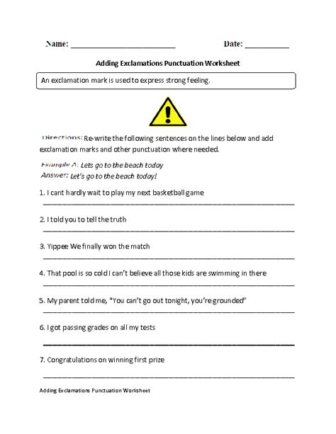 punctuation worksheets exclamation marks punctuation worksheet