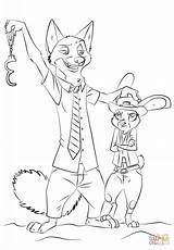 Zootopia Coloring Pages Nick Judy Hopps Wilde Drawing sketch template