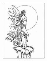 Coloring Pages Fairy Elves Fairies Pixies Moon Mollyharrisonart Fantasy Adults Unique sketch template