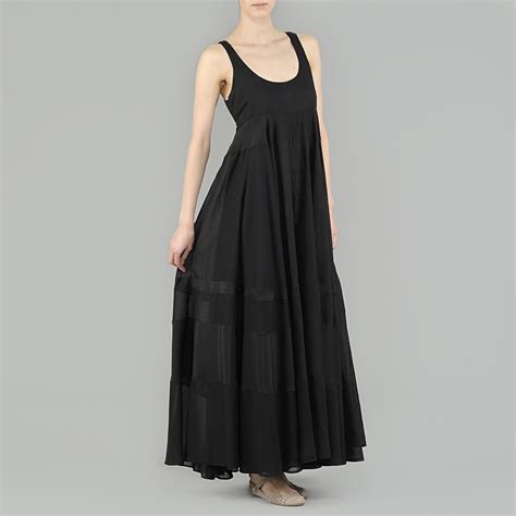 Aspesi Maxi Cotton Voile Dress In Black Lyst