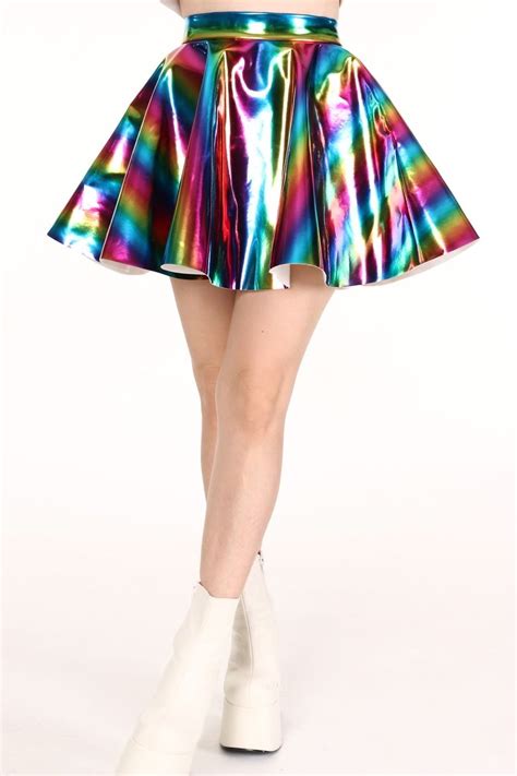 holographic and pvc hologram skirt rainbow skirt circle