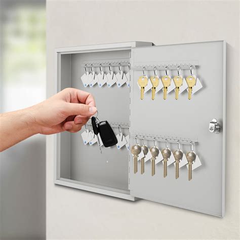 key cabinet steel lock box   capacity colored key tags hooks  home  ebay