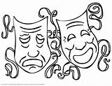 Coloring Pages Mask Gras Mardi Broadway Drama Masks Theatre Sheets Printable Clip Clipart Template Tragedy Comedy Greek Musical Kids Carnival sketch template