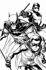 Batman Robin Nightwing Coloring Pages Dc Comics Superhero Deviantart Drawing Heroes Colouring Knight Comic Color Gotham Batgirl Drawings Book Dark sketch template