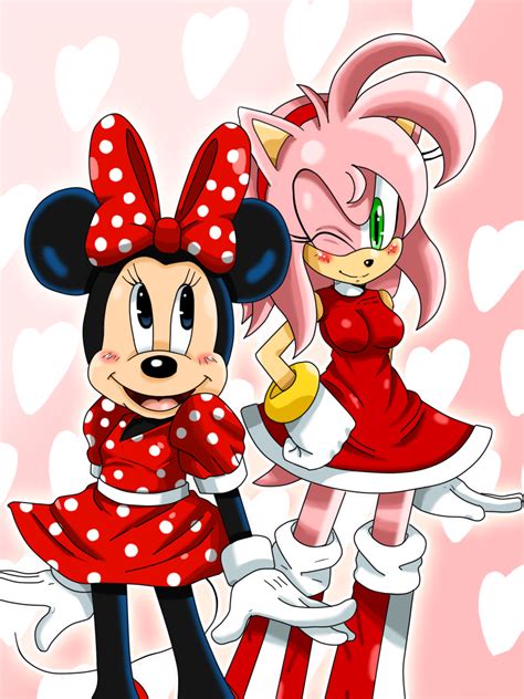 amy rose and minnie mouse protect a rose photo 35539566