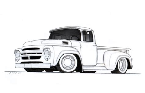 zil  stepside custom pickup truck drawing  vertualissimo