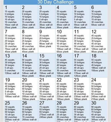 Workout 30 Day Fitness 30 Day Workout Challenge