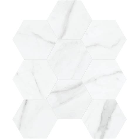 enigma   carrara nevoso hexagon pressed matte porcelain mosaic