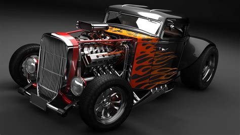 red  black hot rod scale model car hot rod modified muscle cars