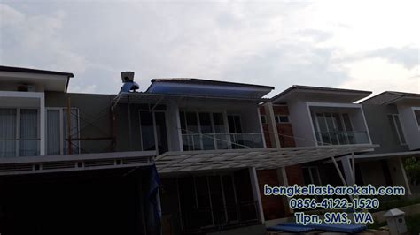 kanopi minimalis atap alderon warna biru semarang  ribu