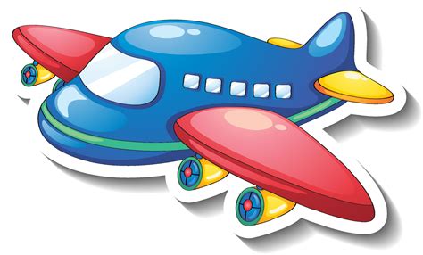 airplane cartoon sticker  white background  vector art  vecteezy