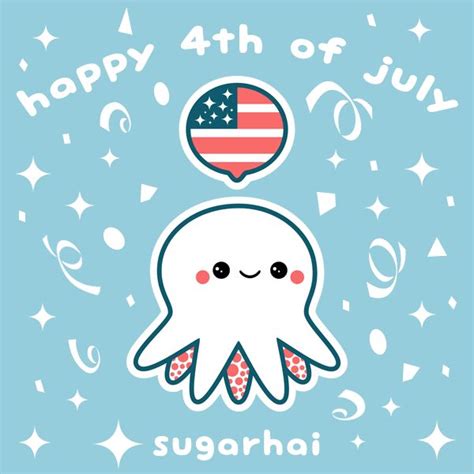 patrioctopus   cute happy fourth  july kawaii cute