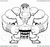 Zulu Warrior Buff Lineart Muscular Illustration Cartoon Coloring Royalty Giving Two Thumbs Cory Thoman Clipart Vector Template sketch template