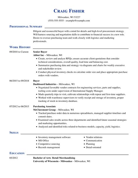 cv template  purchase purchase manager cv