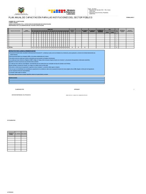 formulario plan anual formacion  capacitacion dc plancap   ecuador