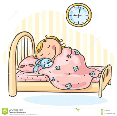 sleepeng de fille dans son lit illustration de vecteur illustration du sommeil oreiller 44759802