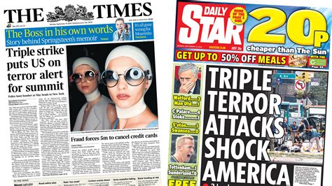 newspaper headlines triple strike puts   terror alert