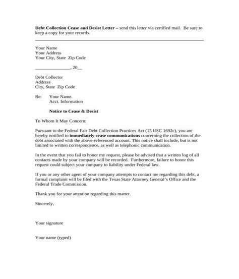 debt letter templates  ms word