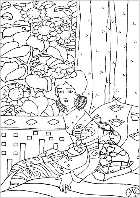 geisha yumeji takehisa japan adult coloring pages