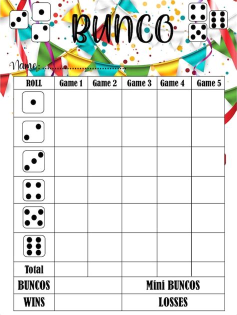 bunco score cards  printable  calendar printable