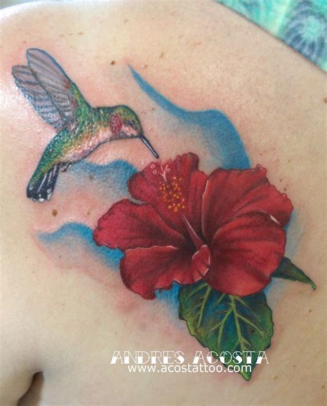 Andrés Acosta Hummingbird And Hibiscus Tattoo Beautiful