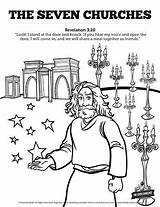 Revelation Coloring Churches sketch template