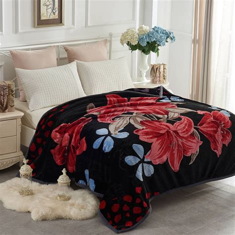 plush soft warm  side printed raschel bed blankets lb queen size    walmartcom