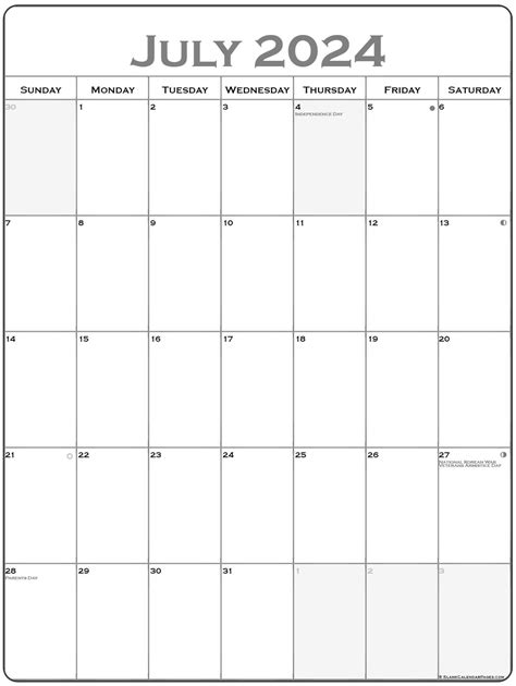 dark july  printable calendar  calendar printable