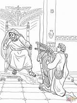 Saul Harp Davi Arpa Tocando Spares Ausmalbild König Bibel давид sketch template