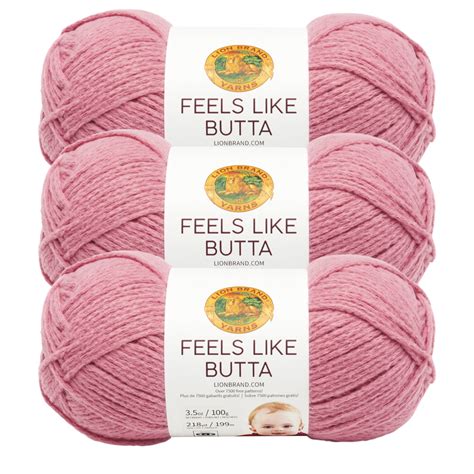 lion brand yarn feels  butta dusty pink super soft baby medium