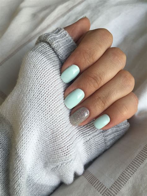mint nails   hint  sparkle mint gel nails taupe nails green