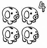 Piggy Bank Coloring Four sketch template