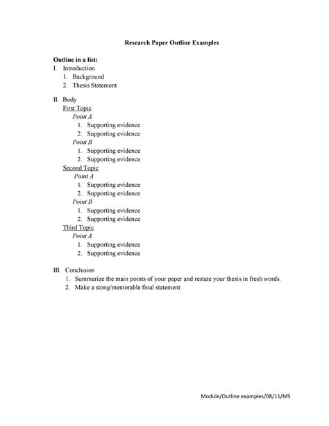 mla research paper outline template