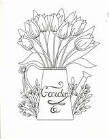 Watering Colouring Floral sketch template