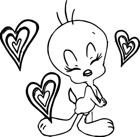 tweety heart coloring page wecoloringpagecom