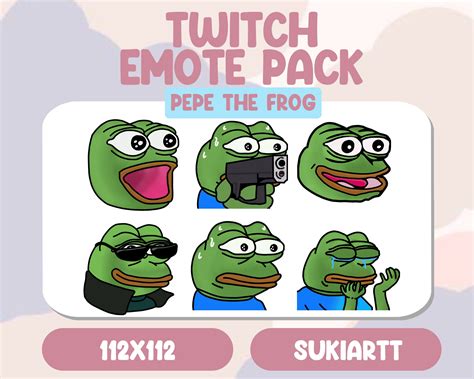 pepe  frog emote pack surprise emote twitch discord etsy france